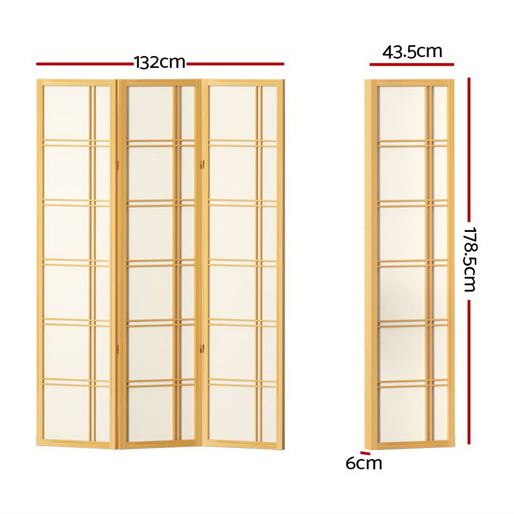 Room Divider Screen Privacy Wood Dividers Stand 3 Panel Nova Natural