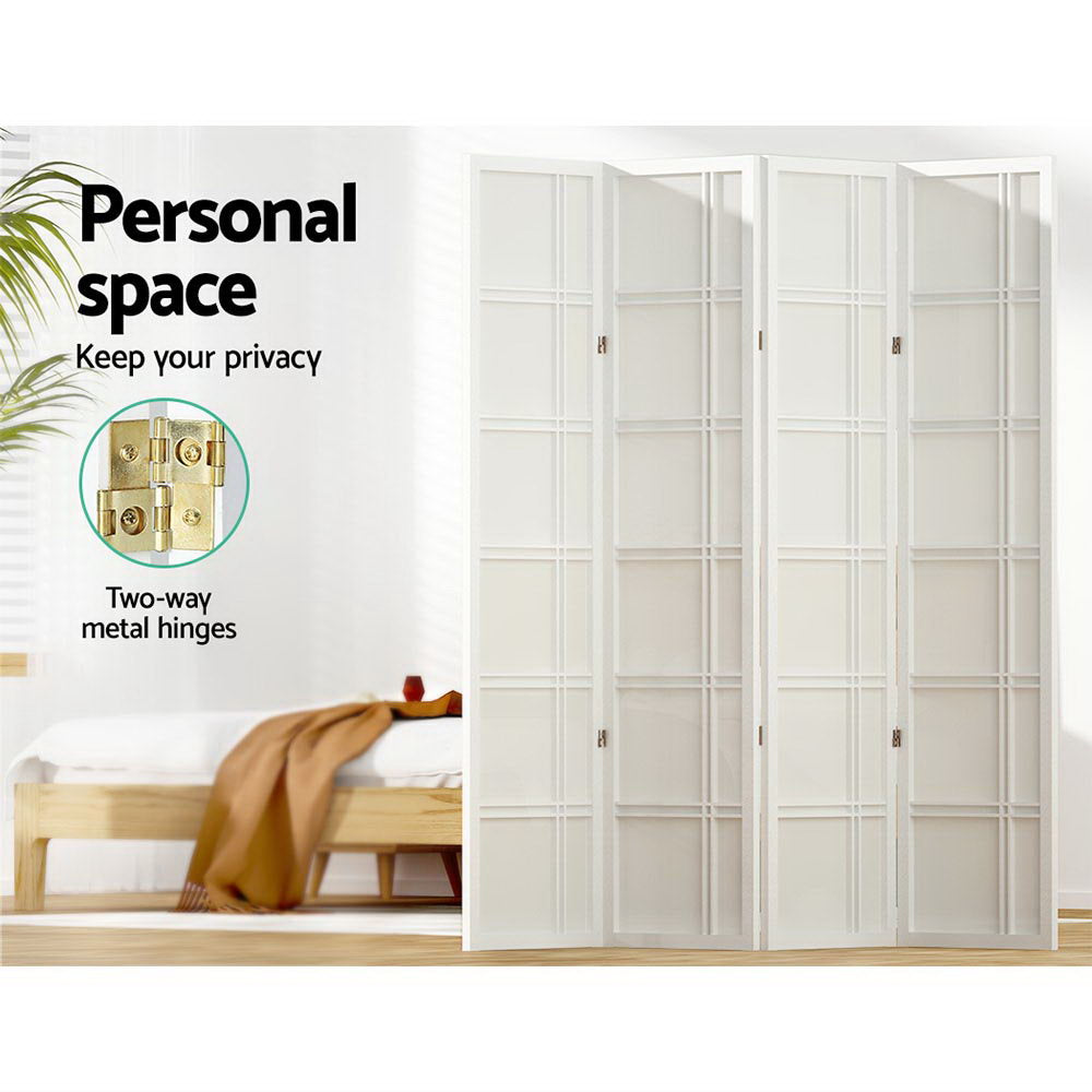 Room Divider Screen Privacy Wood Dividers Stand 4 Panel Nova White Fast shipping On sale