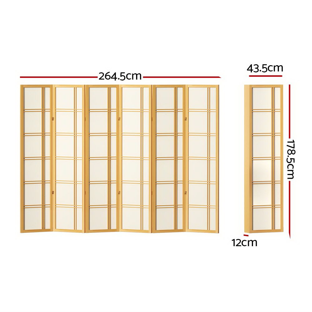 Room Divider Screen Privacy Wood Dividers Stand 6 Panel Nova Natural