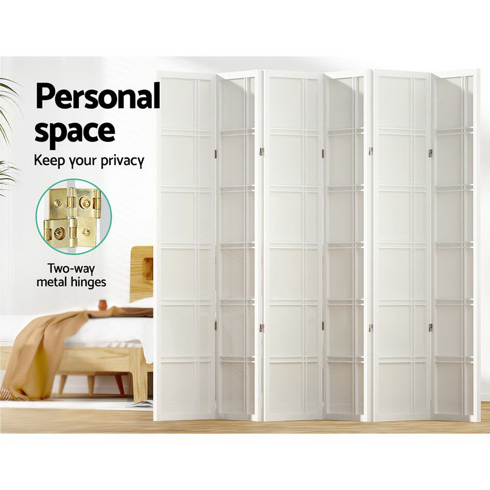 Room Divider Screen Privacy Wood Dividers Stand 6 Panel Nova White Fast shipping On sale