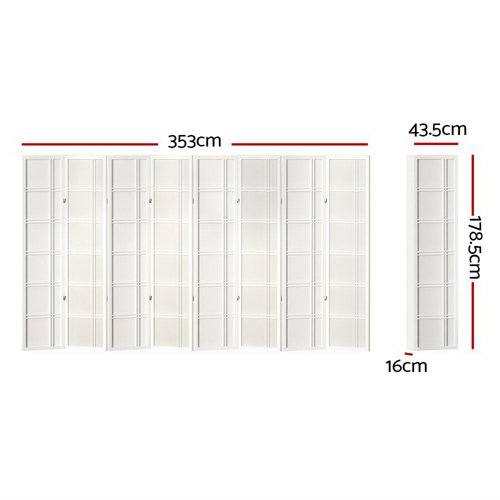 Room Divider Screen Privacy Wood Dividers Stand 8 Panel Nova White Fast shipping On sale