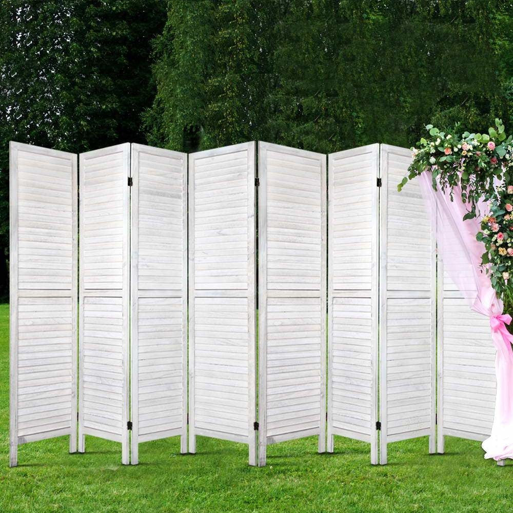 Room Divider Screen 8 Panel Privacy Wood Dividers Stand Bed Timber White Fast shipping On sale
