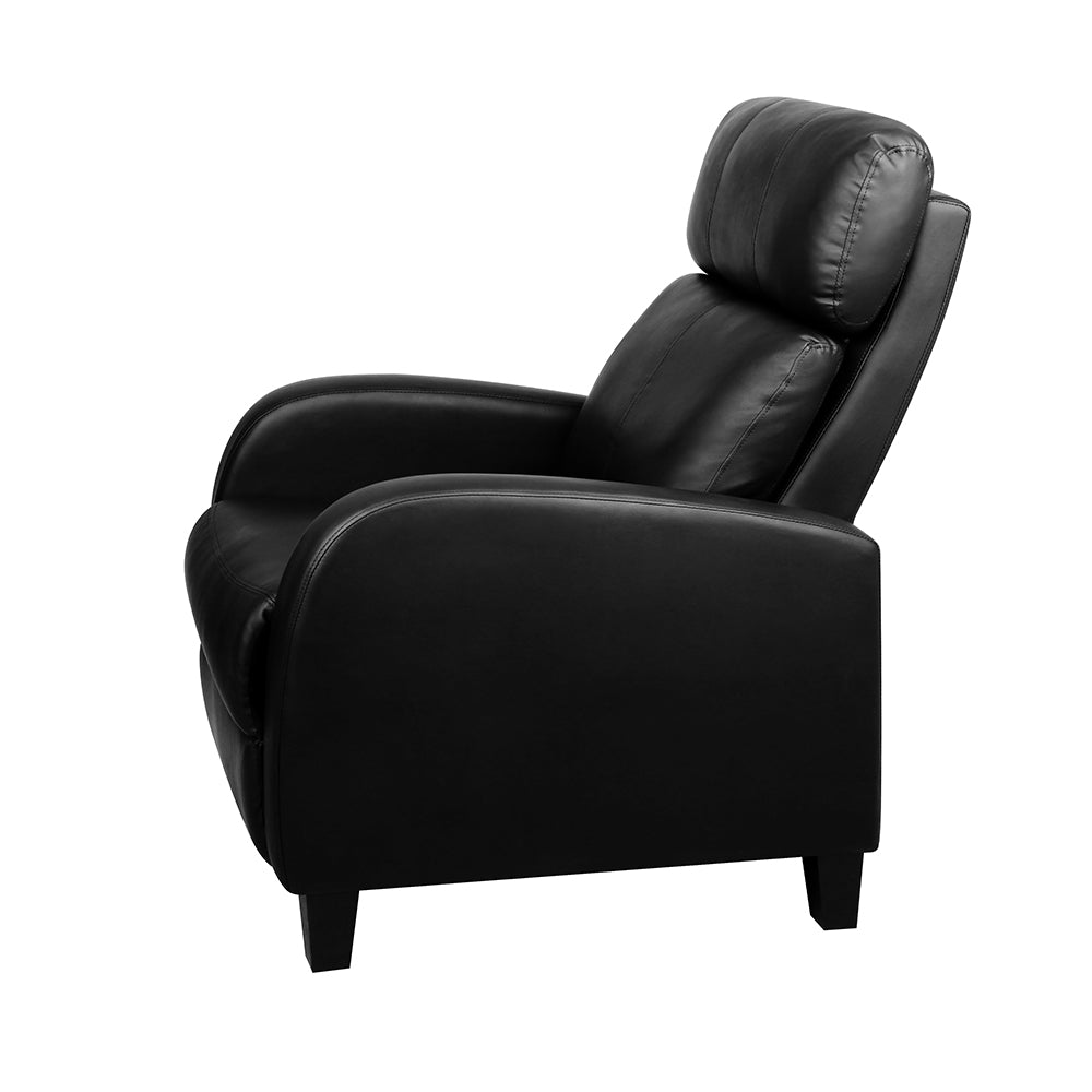 PU Leather Reclining Armchair - Black