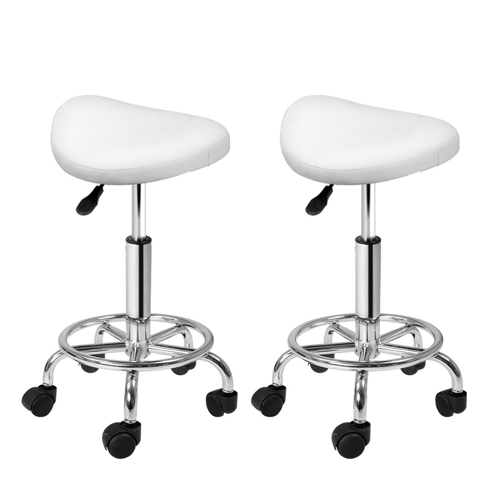 2X Saddle Salon Stool Swivel Barber Hair Dress Chair Hydraulic Lift White Bar Fast shipping On sale