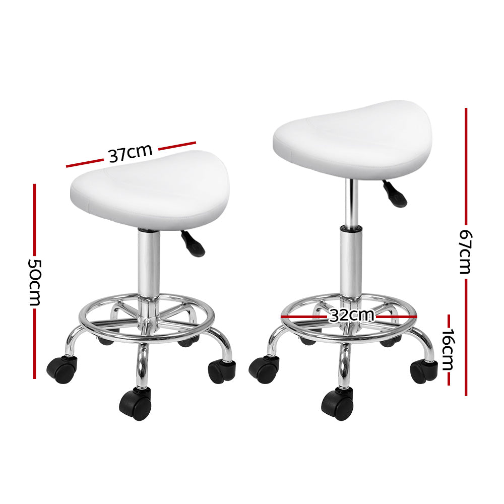 2X Saddle Salon Stool Swivel Barber Hair Dress Chair Hydraulic Lift White Bar Fast shipping On sale