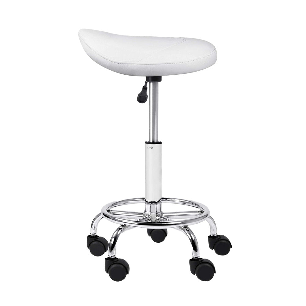 2X Saddle Salon Stool Swivel Barber Hair Dress Chair Hydraulic Lift White Bar Fast shipping On sale