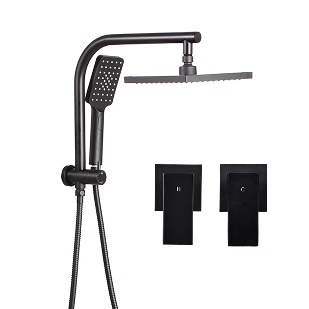 WELS 8’’ Rain Shower Head Taps Square Handheld High Pressure Wall Black Tap & Fast shipping On sale
