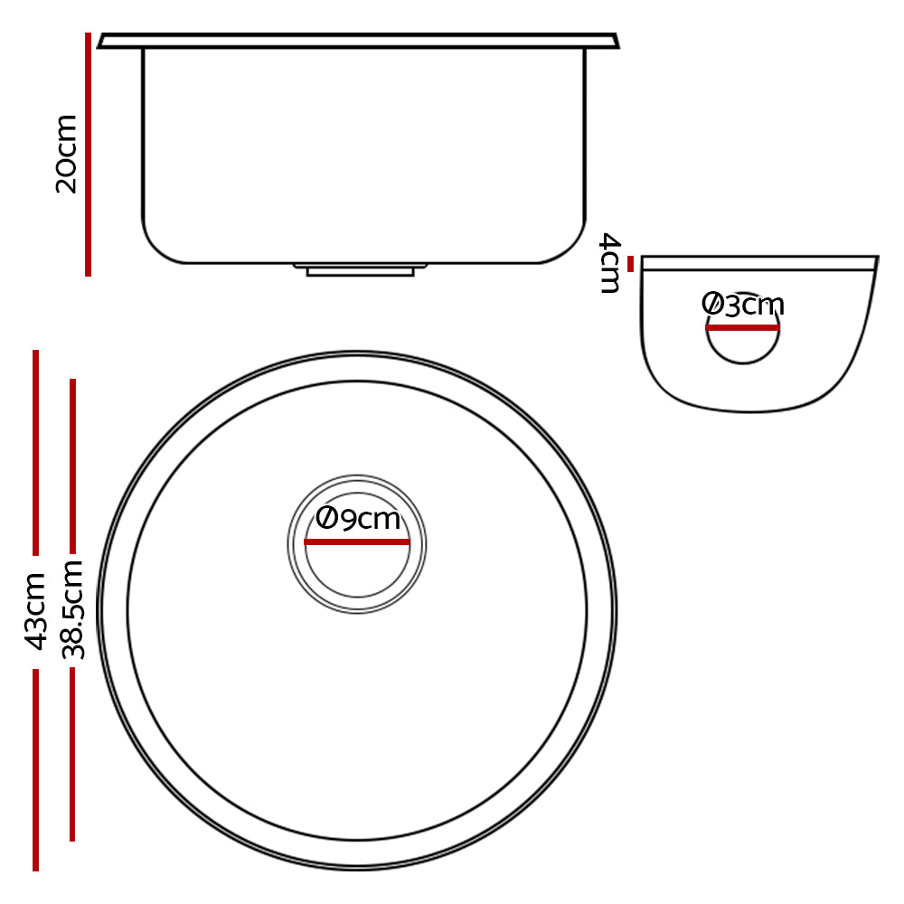 Stone Kitchen Sink Round 430MM Granite Under/Topmount Basin Bowl Laundry White Tap & Shower Fast shipping On sale