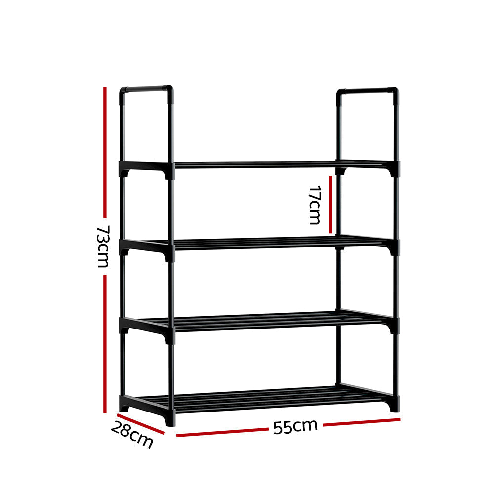 Artiss Shoe Rack Stackable Shelves 4 Tiers 55cm Shoes Storage Stand Black Cabinet Fast shipping On sale