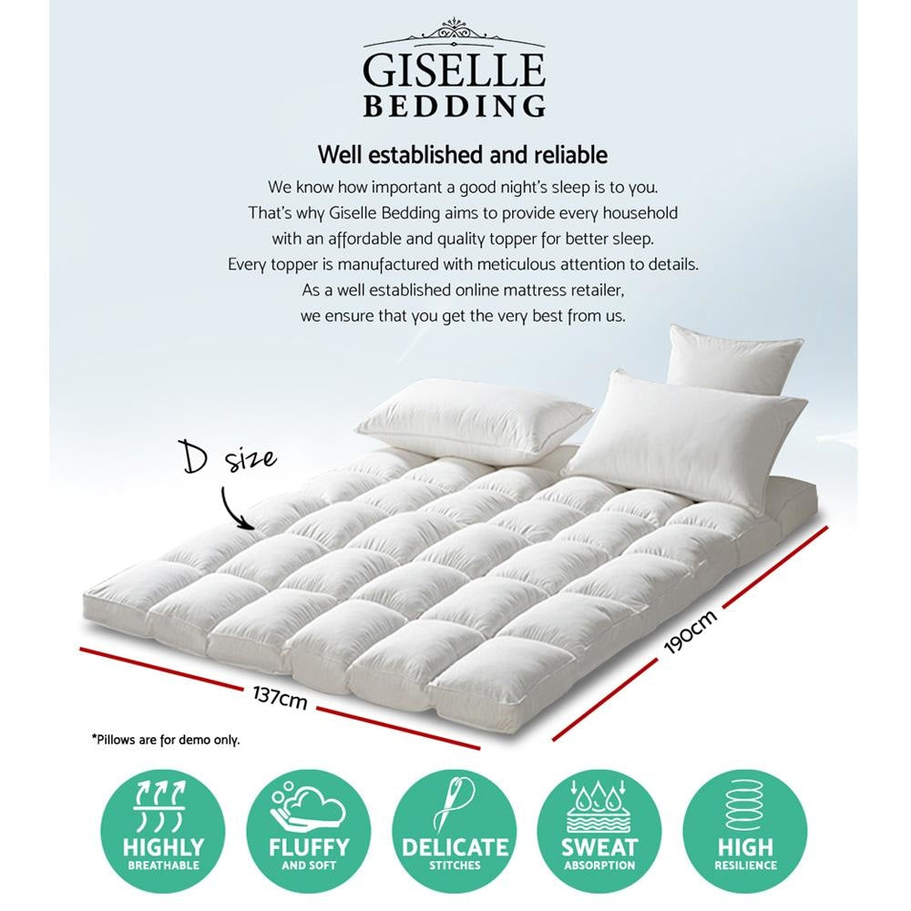 Double Mattress Topper Pillowtop 1000GSM Microfibre Filling Protector Fast shipping On sale