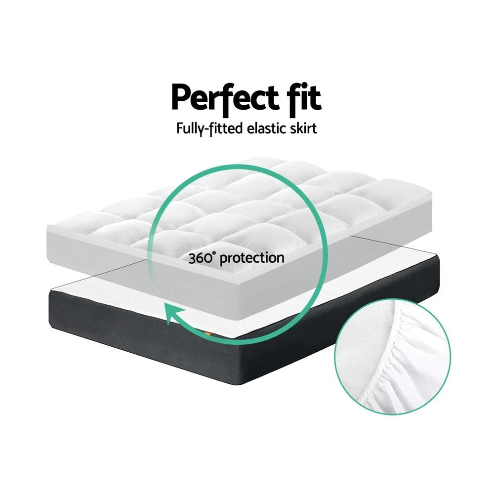 Double Mattress Topper Pillowtop 1000GSM Microfibre Filling Protector Fast shipping On sale