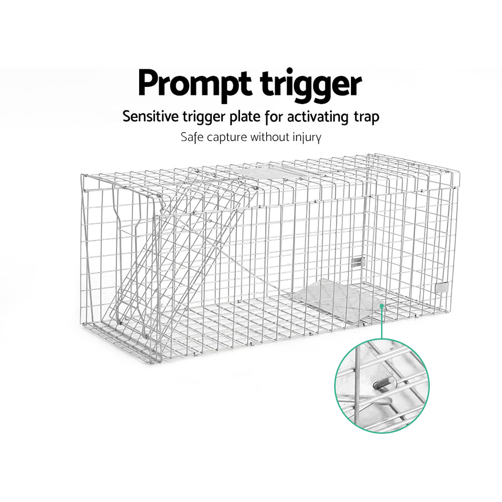 Humane Animal Trap Cage 150 x 50 53cm - Silver Farm Supplies Fast shipping On sale