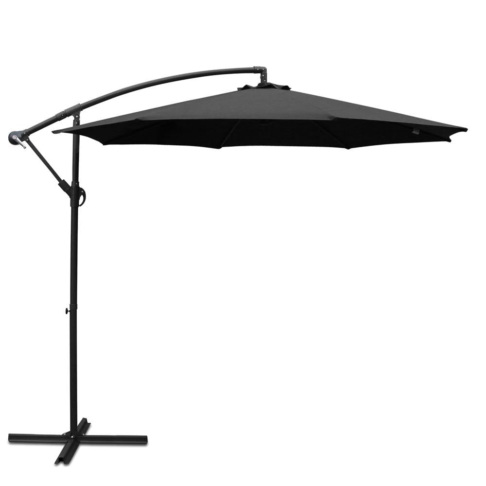 3M Cantilevered Outdoor Umbrella - Black Patio Umbrellas Fast shipping On sale