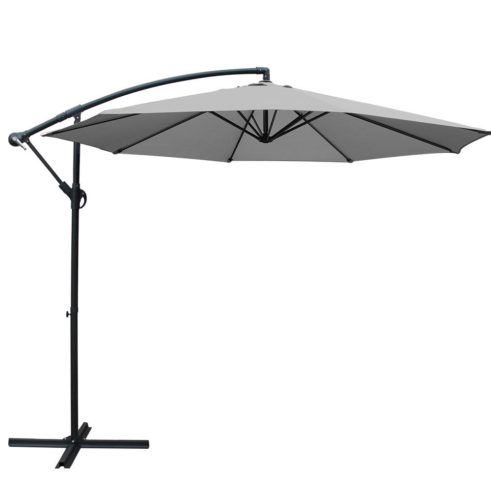 3M Outdoor Furniture Garden Umbrella Grey Patio Umbrellas Fast shipping On sale