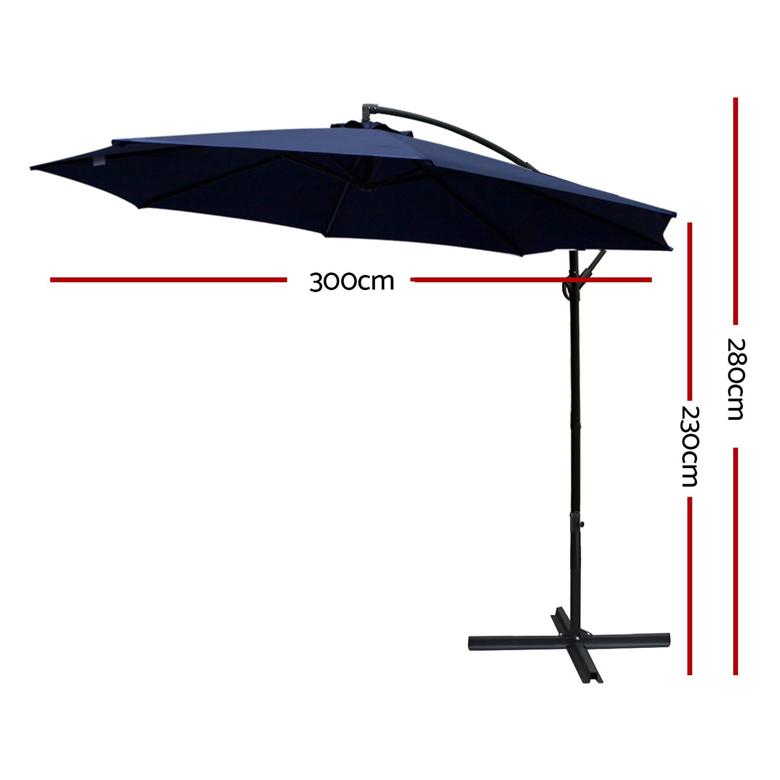 3M Cantilevered Outdoor Umbrella - Navy Patio Umbrellas Fast shipping On sale