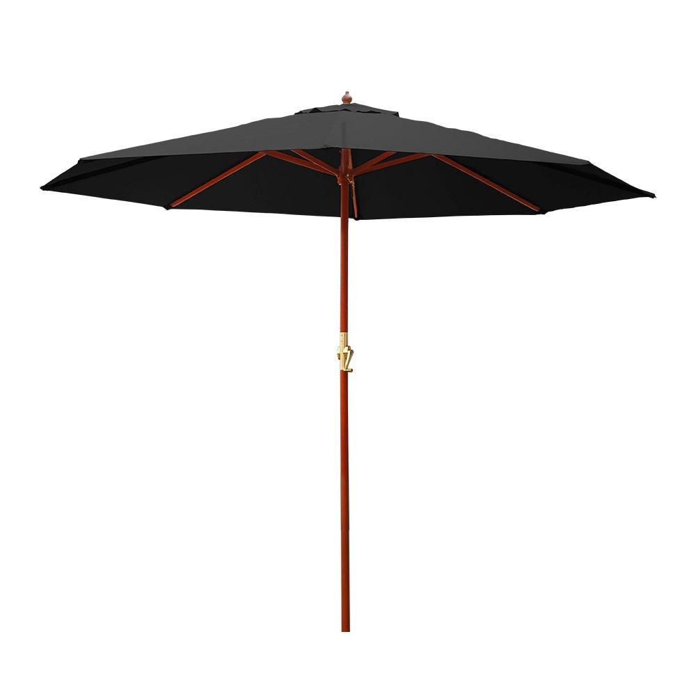 3M Outdoor Pole Umbrella Cantilever Stand Garden Umbrellas Patio Black