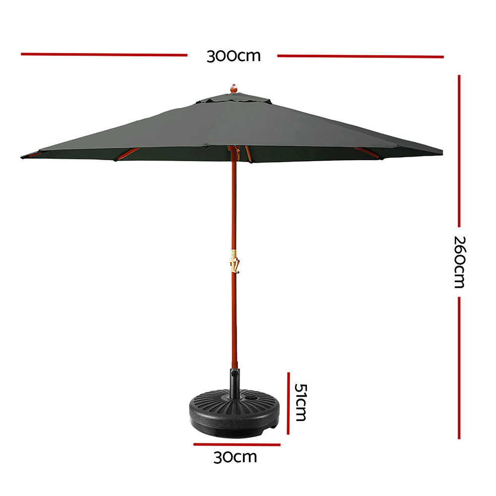 Outdoor Umbrella Pole Umbrellas 3M W/ Base Garden Stand Deck Charcoal Patio Fast shipping On sale