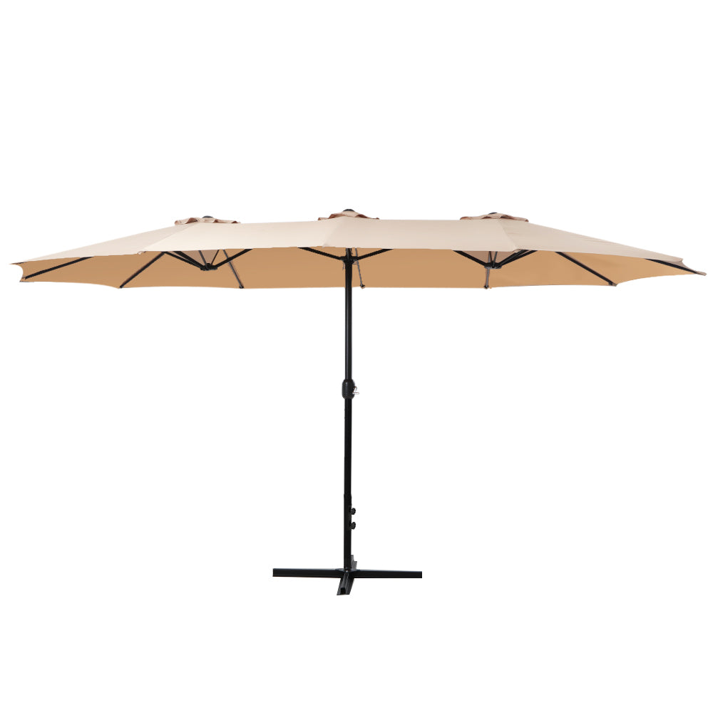 Instahut Outdoor Umbrella Twin Beach Stand Base Garden Sun Shade 4.57m Patio Umbrellas Fast shipping On sale