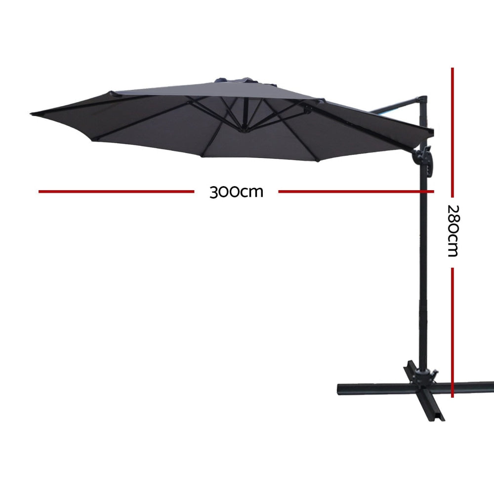 3M Roma Outdoor Furniture Garden Umbrella 360 Degree Charcoal