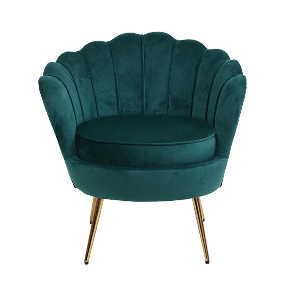 Armchair Lounge Chair Accent Armchairs Retro Lounge Accent Chair Single Sofa Velvet Shell Back Seat Green
