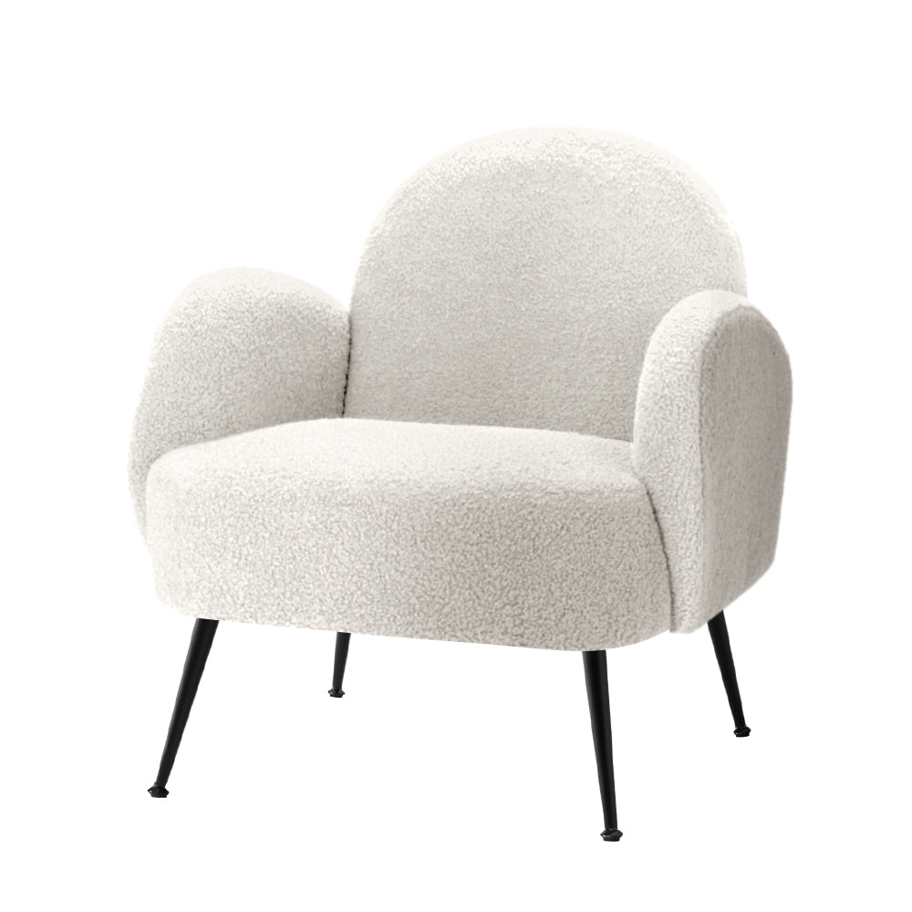 Artiss Armchair Lounge Chair Armchairs Accent Arm Chairs Sherpa Boucle White Fast shipping On sale