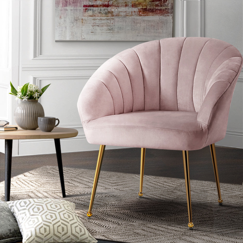 Artiss Armchair Lounge Chair Armchairs Accent Chairs Velvet Sofa Pink Couch Fast shipping On sale