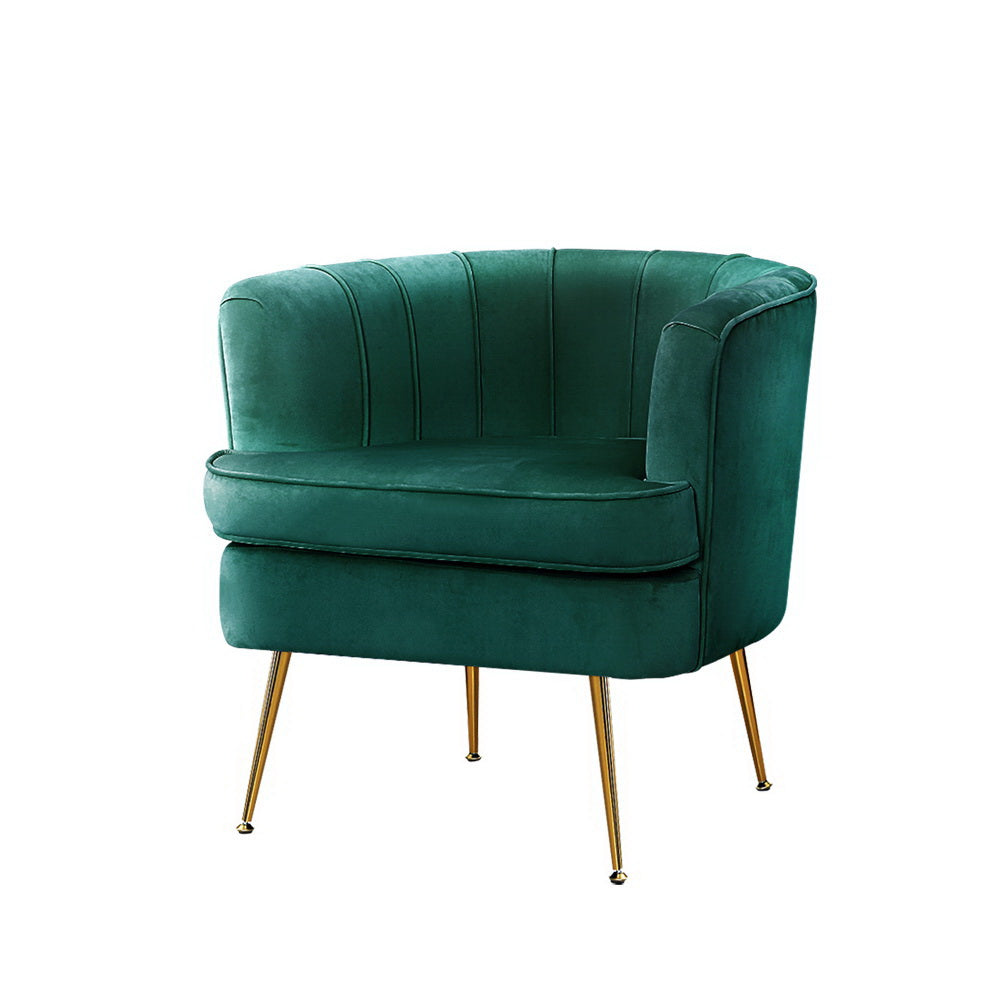 Artiss Armchair Lounge Accent Chair Armchairs Sofa Chairs Velvet Green Couch Fast shipping On sale