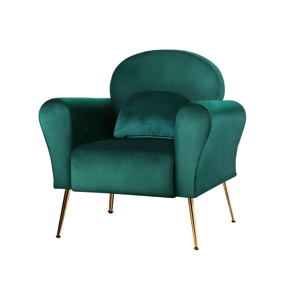 Artiss Armchair Lounge Chair Accent Armchairs Chairs Sofa Green Cushion Velvet Fast shipping On sale