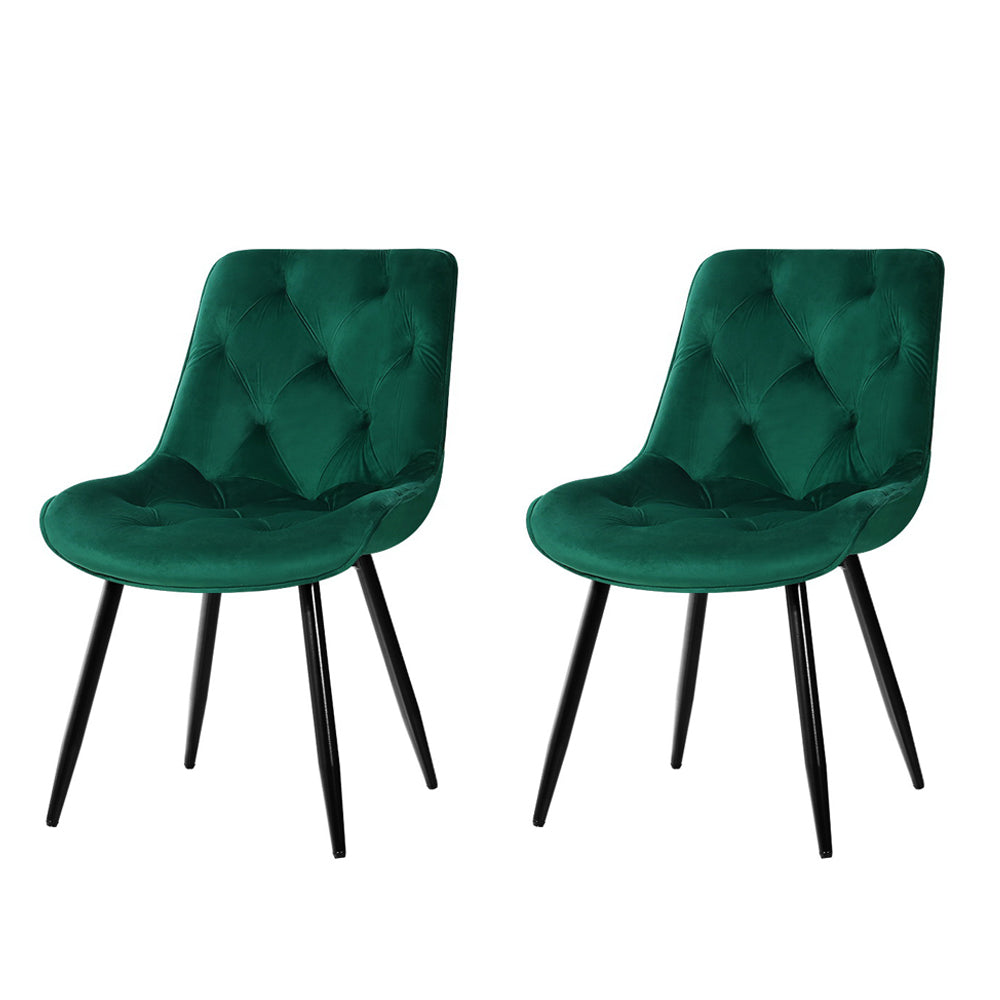 Artiss Set of 2 Starlyn Dining Chairs Kitchen Velvet Padded Seat Green Chair Fast shipping On sale