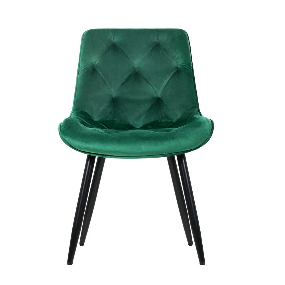 Artiss Set of 2 Starlyn Dining Chairs Kitchen Velvet Padded Seat Green Chair Fast shipping On sale