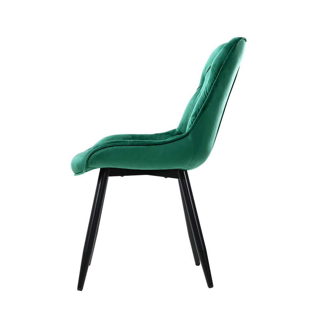 Artiss Set of 2 Starlyn Dining Chairs Kitchen Velvet Padded Seat Green Chair Fast shipping On sale