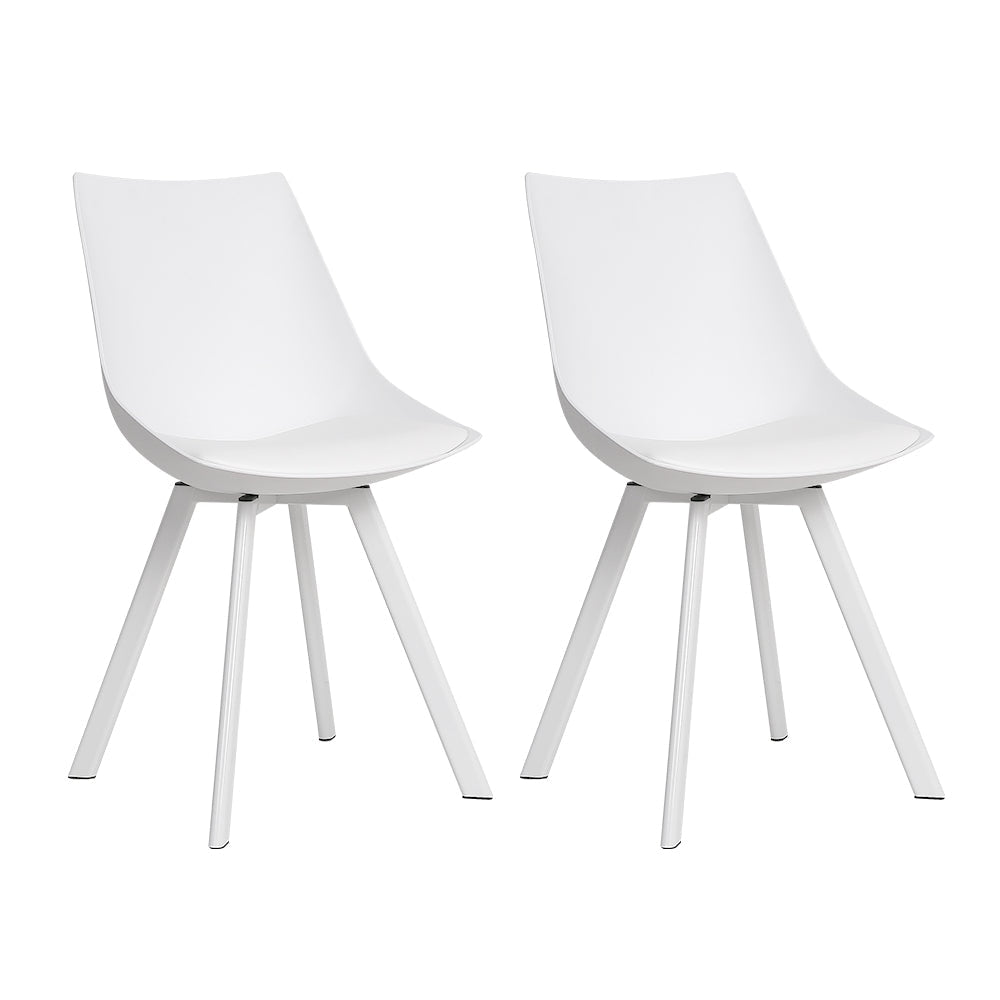 Artiss Set of 2 Lylette Dining Chairs Cafe PU Leather Padded Seat White Chair Fast shipping On sale