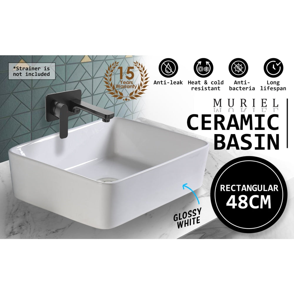 Muriel 48 x 37.5 13cm White Ceramic Bathroom Basin Vanity Sink Above Counter Top Mount Bowl Accessories Fast shipping On sale