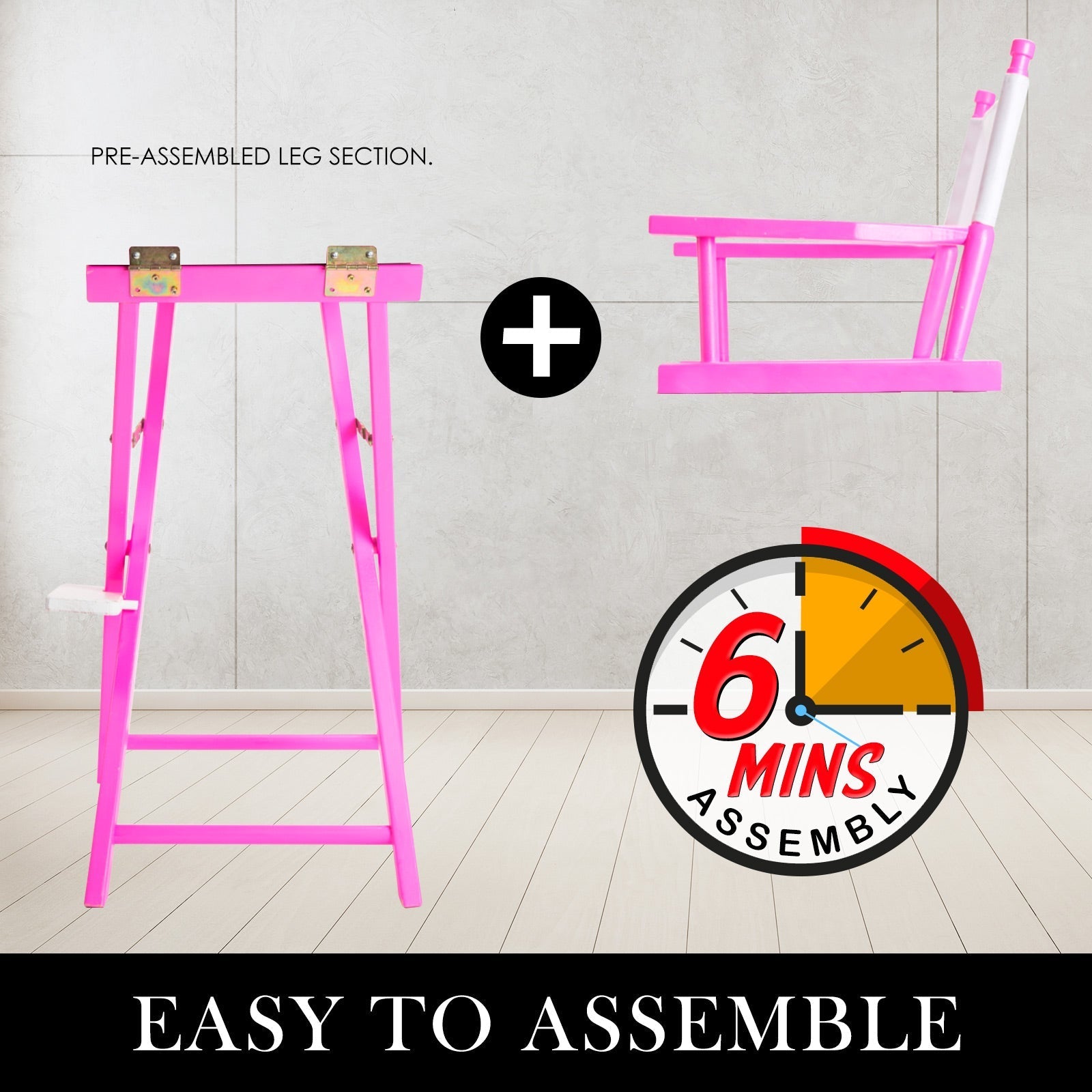 La Bella Pink Folding Tall Chair DARK HUMOR Movie Director 75cm Bar Stool Fast shipping On sale