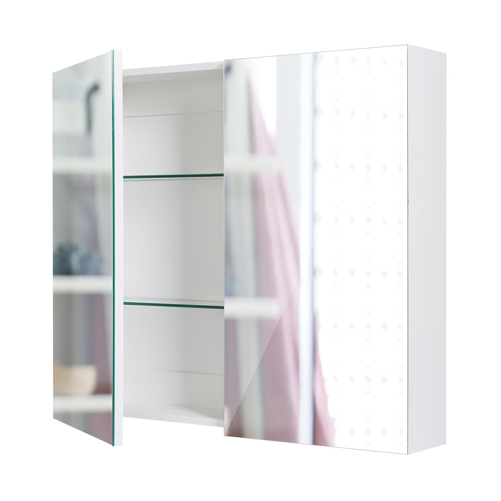 La Bella White Bathroom Mirror Cabinet Wall Twin Door Shaving Storage 75 x 72 cm Fast shipping On sale