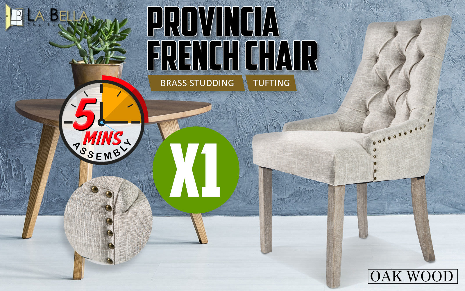 La Bella Cream French Provincial Dining Chair Amour Oak Leg Fast shipping On sale