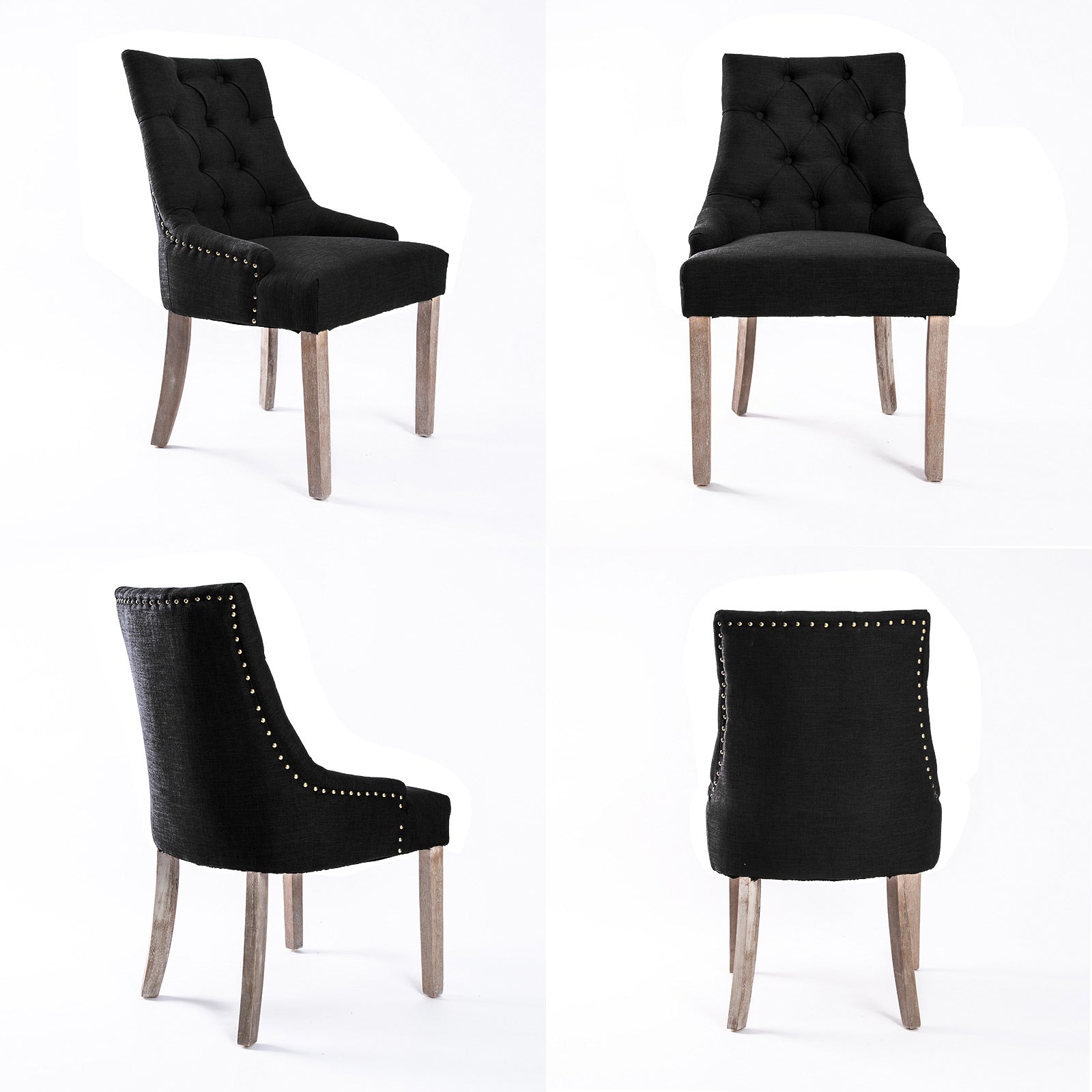 La Bella Dark Black French Provincial Dining Chair Amour Oak Leg Fast shipping On sale