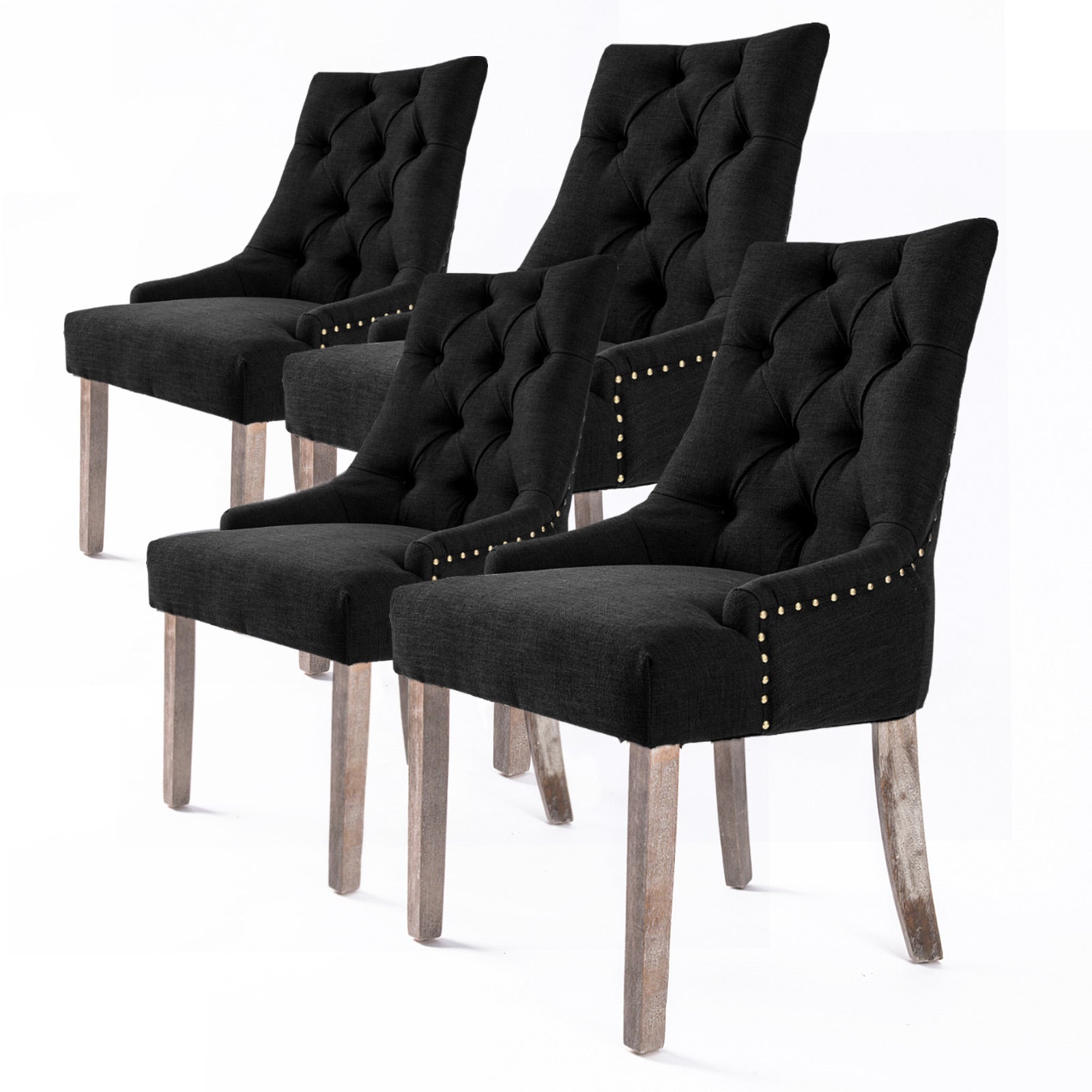 La Bella 4 Set Dark Black French Provincial Dining Chair Amour Oak Leg Fast shipping On sale