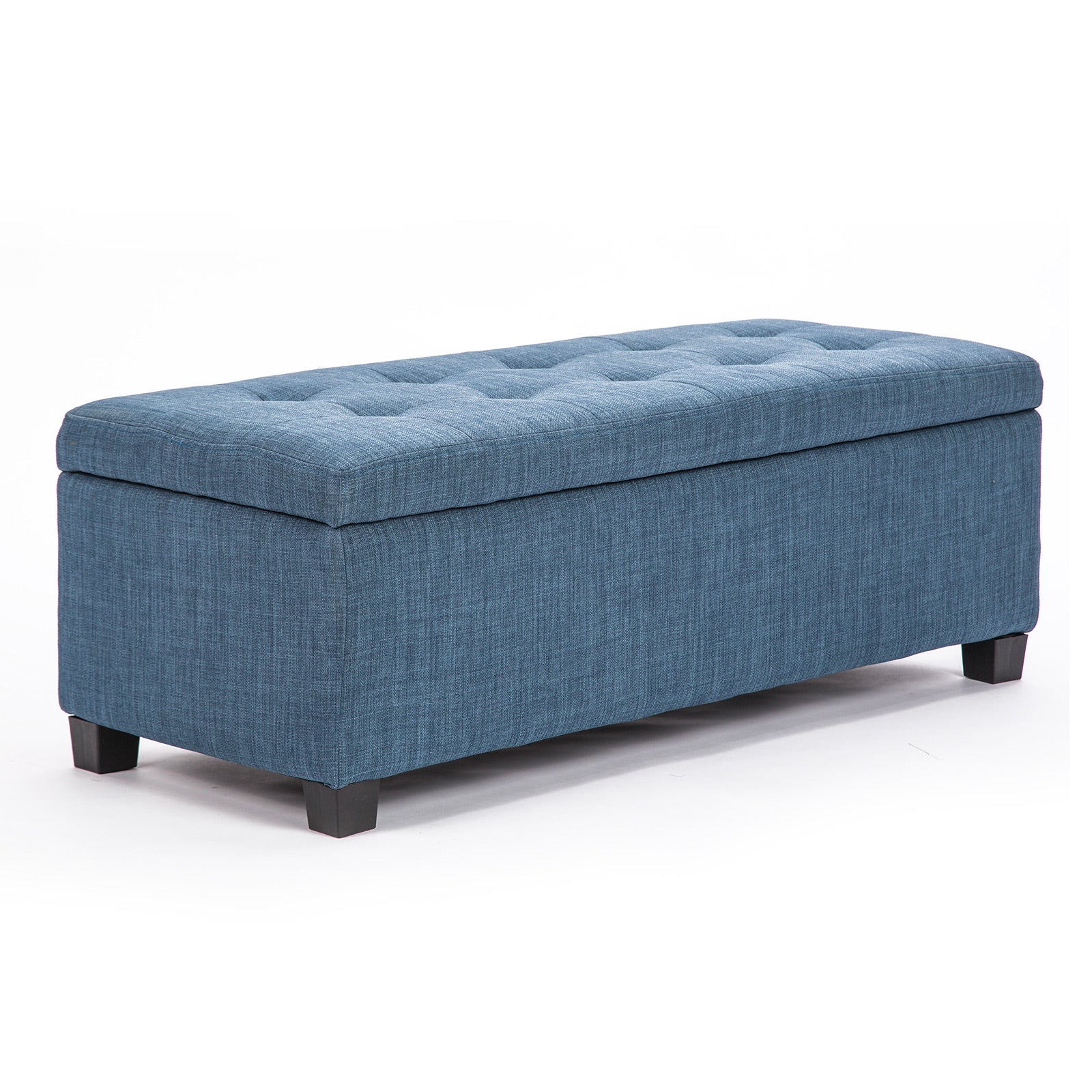 La Bella 102cm Dark Blue Storage Ottoman Stool Fabric Fast shipping On sale