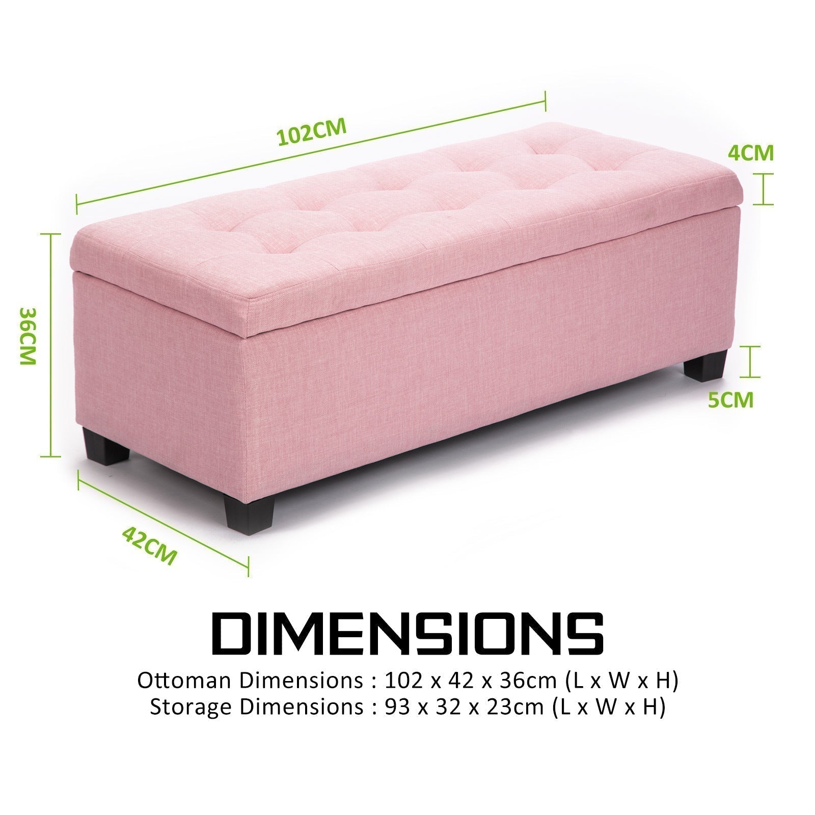 La Bella 102cm Pink Storage Ottoman Stool Fabric Fast shipping On sale