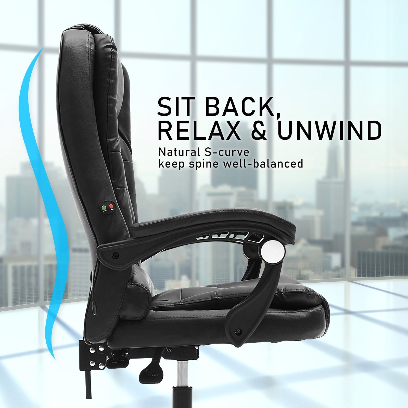 La Bella Black Massage Vibration Ergonomic Executive Office Chair Fast shipping On sale