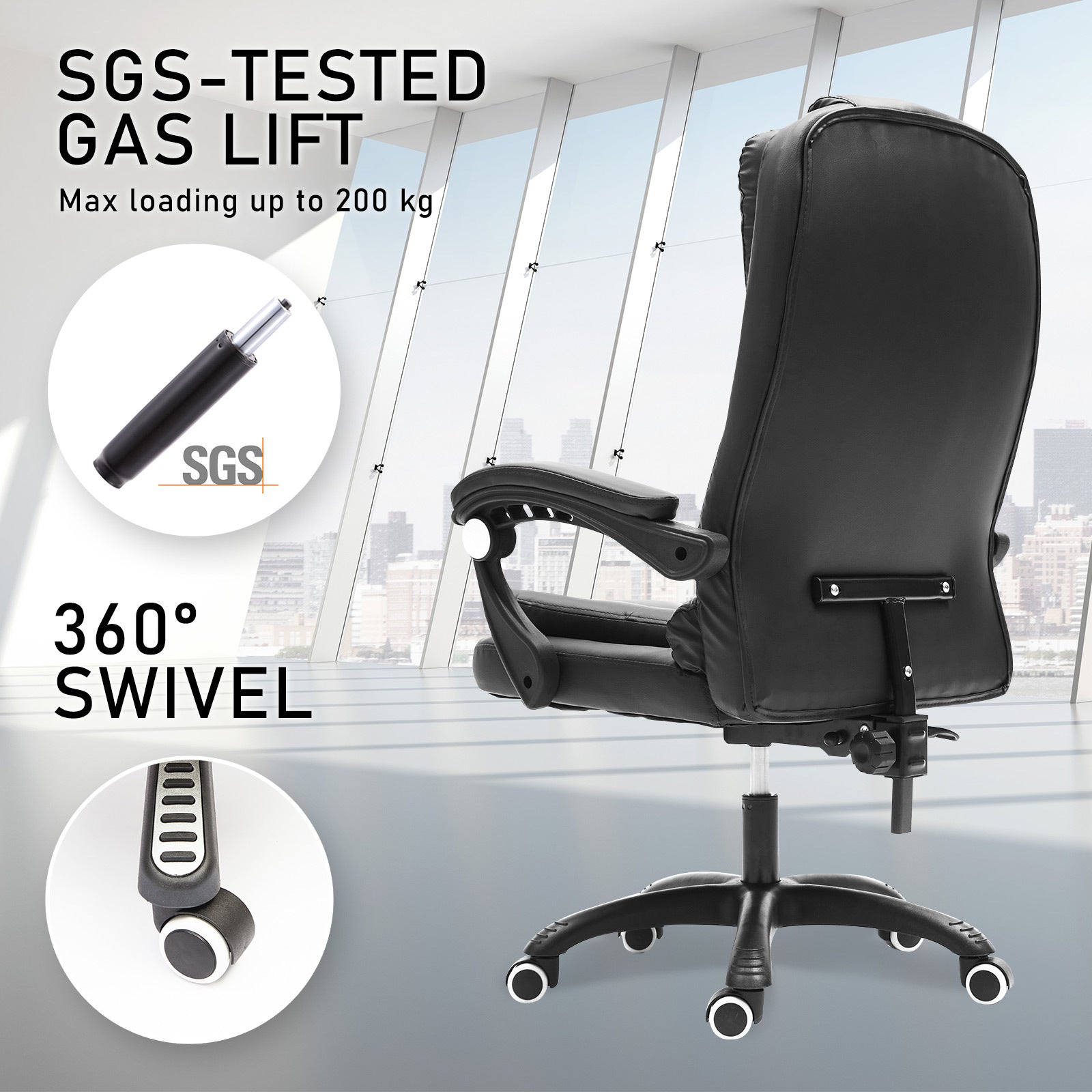 La Bella Black Massage Vibration Ergonomic Executive Office Chair Fast shipping On sale