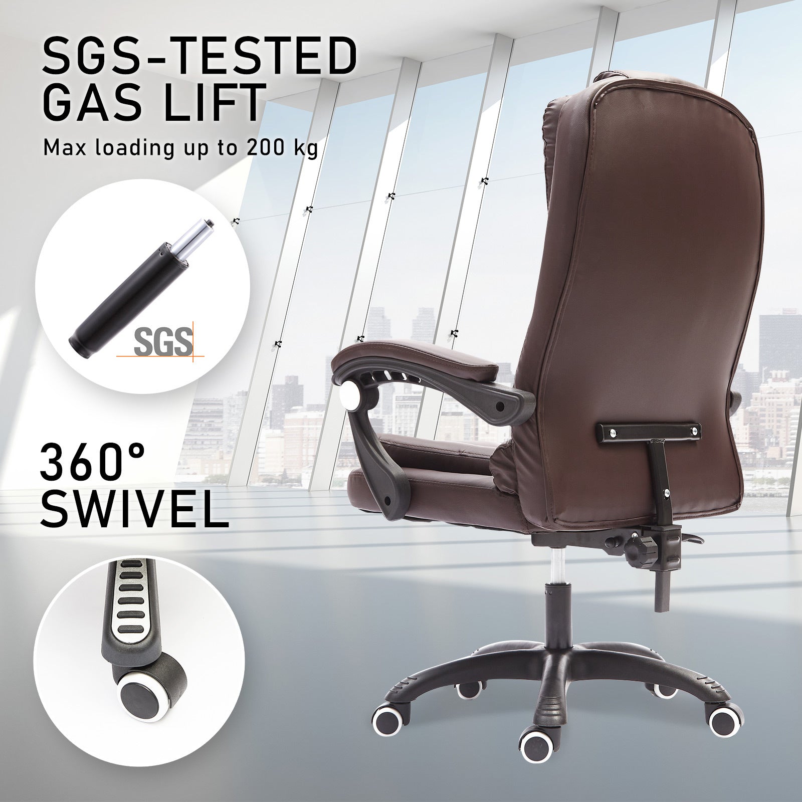 La Bella Espresso Massage Vibration Ergonomic Executive Office Chair Fast shipping On sale