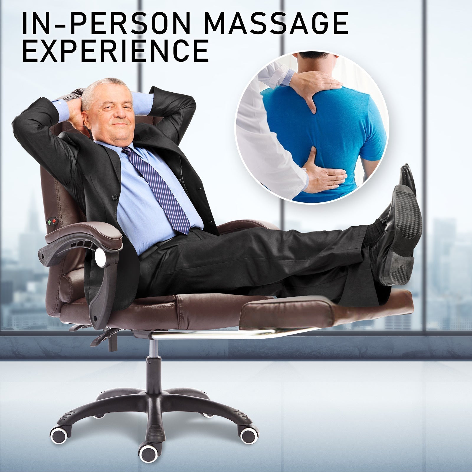 La Bella Espresso Massage Footrest Ergonomic Executive Office Chair Fast shipping On sale