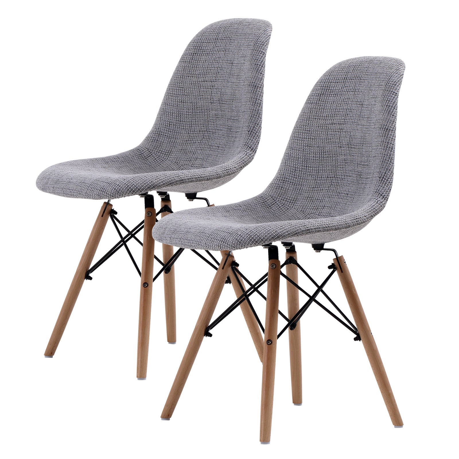 La Bella 2 Set Grey Retro Dining Cafe Chair DSW Fabric Fast shipping On sale