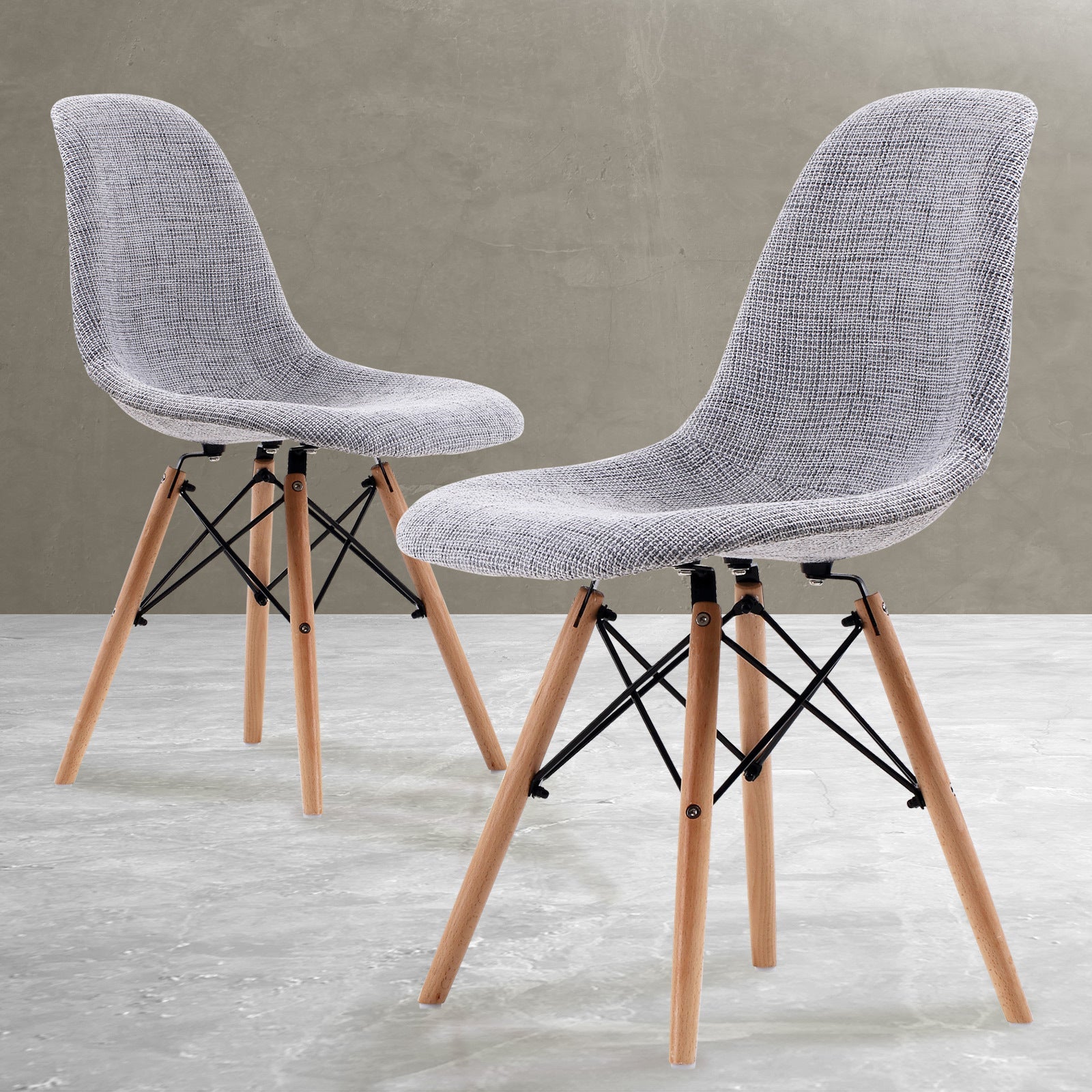 La Bella 2 Set Grey Retro Dining Cafe Chair DSW Fabric Fast shipping On sale