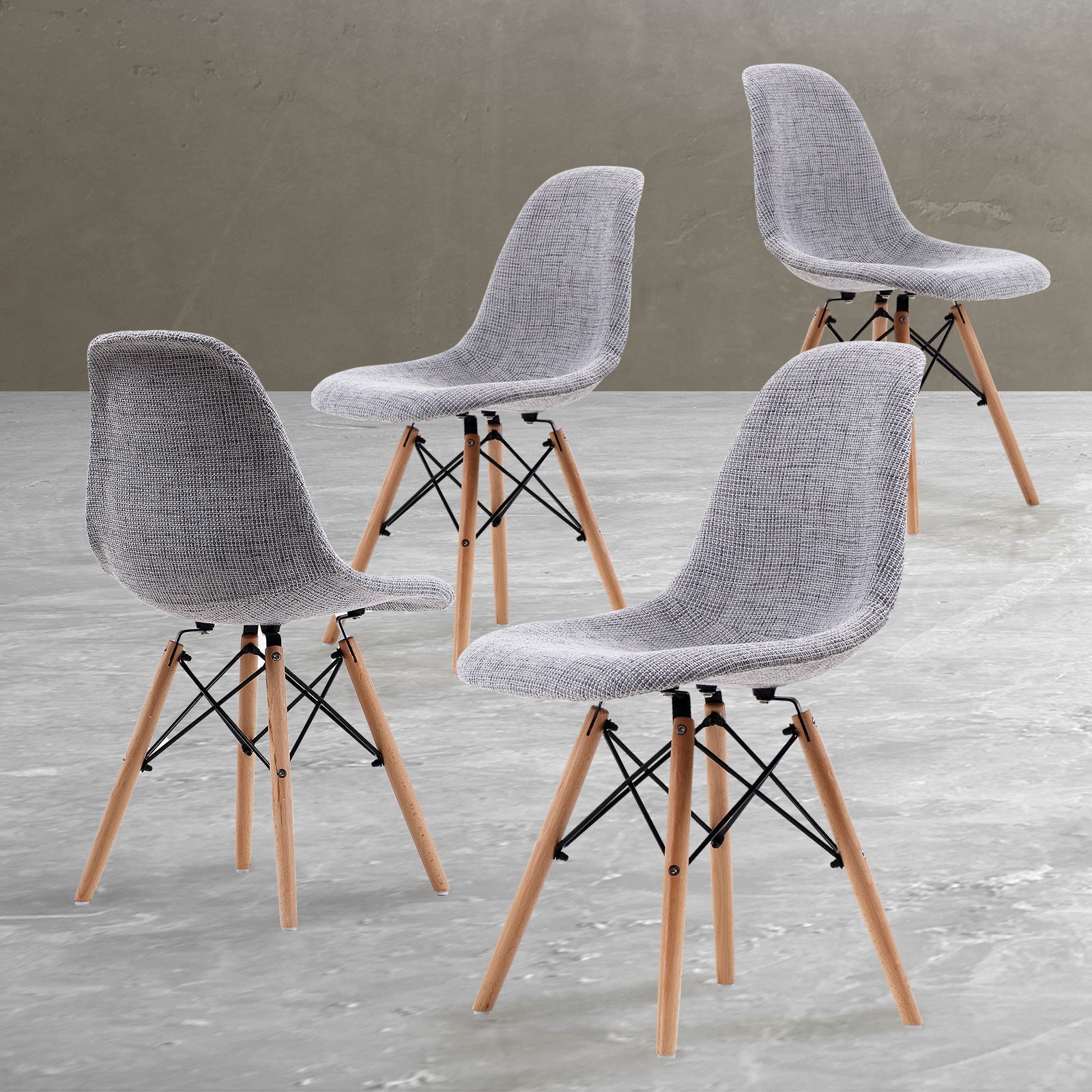 La Bella 4 Set Grey Retro Dining Cafe Chair DSW Fabric Fast shipping On sale