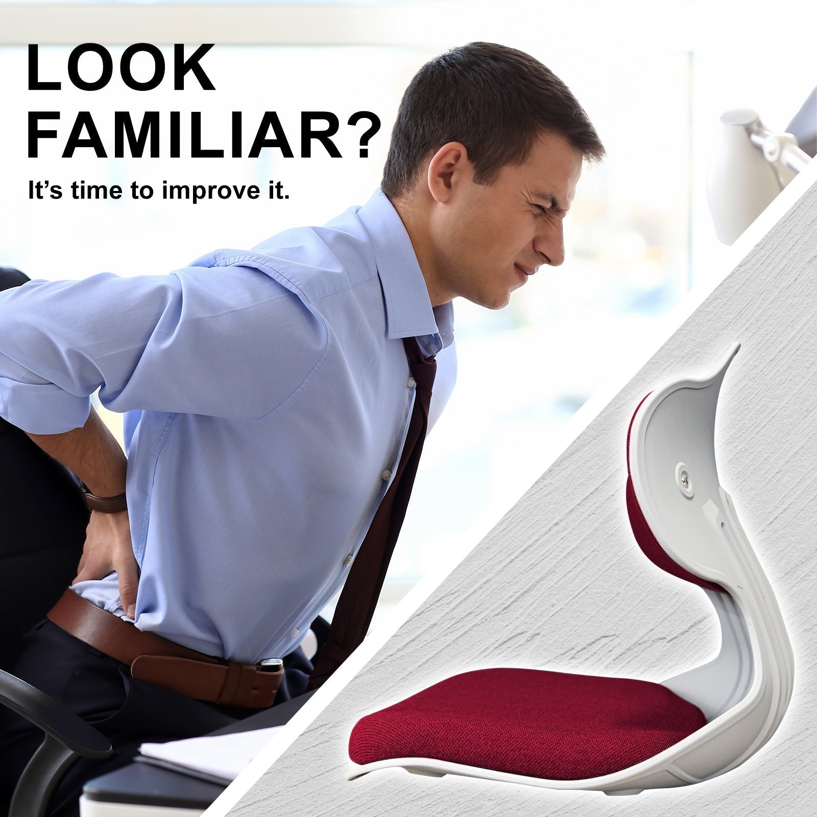 Samgong 4 Set Red Slender Chair Posture Correction Seat Floor Lounge Stackable