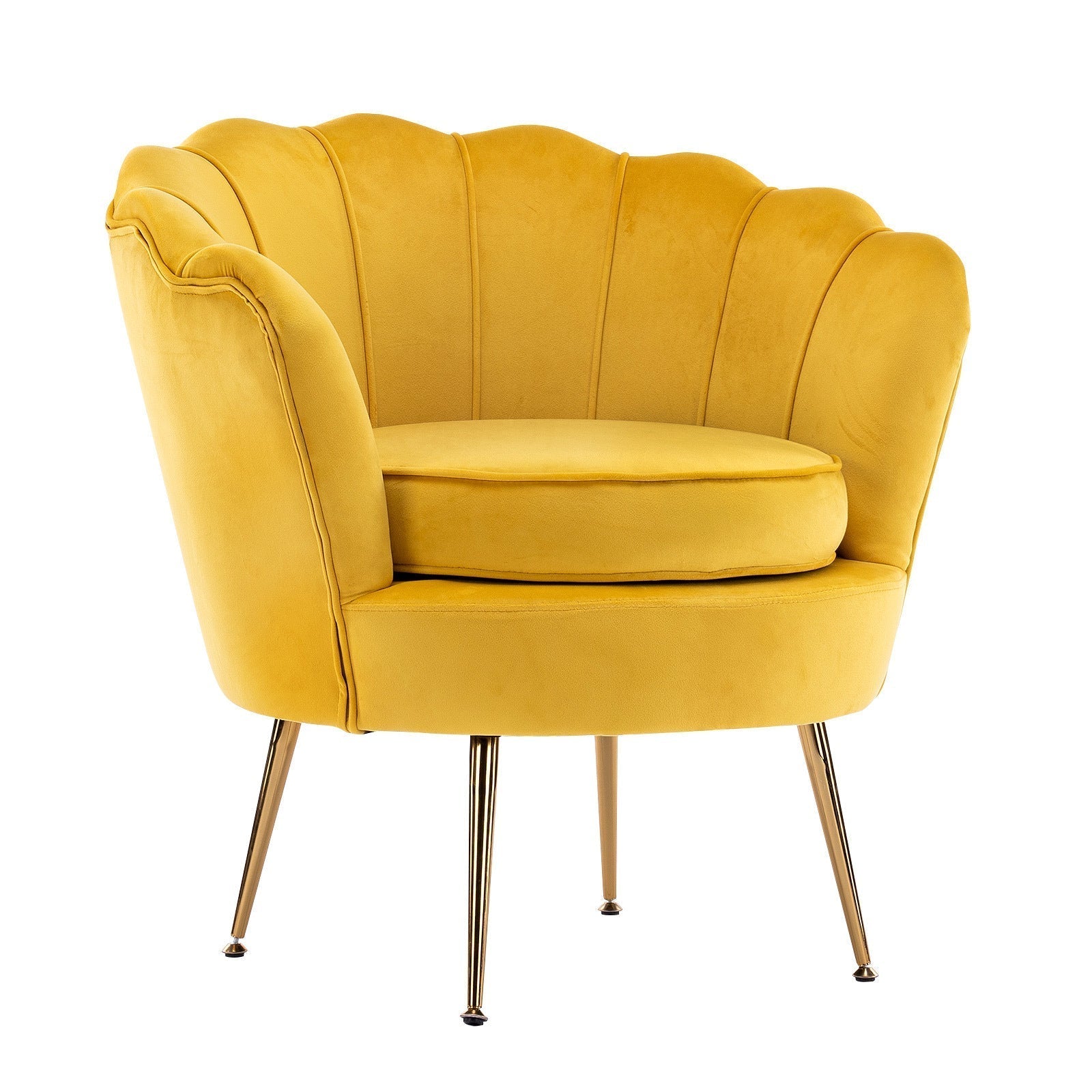 La Bella Shell Scallop Yellow Armchair Lounge Chair Accent Velvet Fast shipping On sale