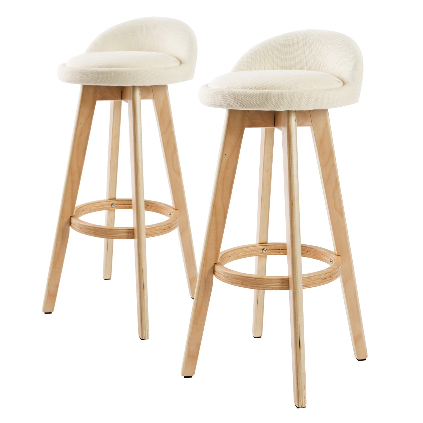 La Bella 2 Set 72cm Beige Wooden Bar Stool Leila Fabric Fast shipping On sale